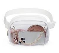 TINYAT Clear Belt Bag Clear Fanny Pack for Women Stadium Approved Waterproof Waist Bag See Through PVC Crossbody Purse