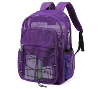 TINYAT Heavy Duty Mesh Backpack for Women Men See Through Beach bags Casual Daypack for Travel Work Gym