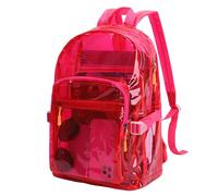 TINYAT Heavy Duty Transparent Clear backpack See Through Clear Bag for School, Concerts, Sports, Travel and Daily Use, Pink/Wg109, Medium10, Daypack Backpacks