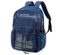 TINYAT Mesh Backpack for Women Men Heavy Duty See Through bags Transparent Mesh Beach Daypack for Travel Gym Swim