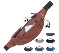 TINYAT Women Bum Bag Fanny Pack PU Waterproof Belt Bag Sling Waist Pack for Men Sport Running Hiking Walking Dog Travel Super Lightweight (Brown/2003)