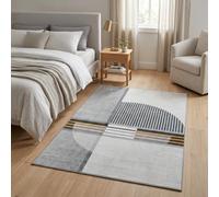 Tinyboy-hbq Washable Rugs Living Room 80x120cm Non Slip Grey | Soft Polyester Carpet Low-profile, Modern Geometric Decor, for Bedroom, Dining Room, Kids Room, Stain-resistant, Pet Friendly