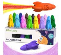 TinyGeeks 16 Rocket Crayons - Non Toxic, Washable - For Toddlers, Kids Ages 4-8 - Easy To Hold, Baby's Crayons For Toddlers Above 3 Years