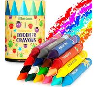 TinyGeeks 18 Colors Jumbo Crayons - Non-Toxic & Washable Crayons for Toddlers Ages 1-3 & Kids Ages 4-8 - Easy-to-Hold - Large - Great for Travel with Toddlers 2-4 Years