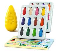 TinyGeeks 24 Water Drop Crayons - Non Toxic Crayons for Toddlers - Washable, Easy To Hold - For Toddlers, Kids Ages 3-8 - Ergonomic Shape