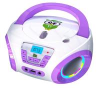 TinyGeeks Tunes Kids Boombox CD Player for Children + FM Radio + Includes Batteries + Purple Radio - CD Player Children with Speakers Children and Toddlers - Purple