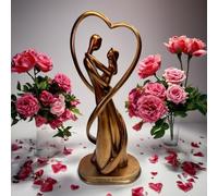 TinyGift Personalised Bronze Couple Figurine - Romantic Resin Heart Sculpture - 31.5cm Wedding, Anniversary, Valentine’s Day Gift for Couples, Husband, Wife