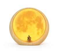 TinyGift Personalised Moon Lamp with Custom Engraving, USB Rechargeable, Touch-Sensitive, Wooden Base with Golden Couple