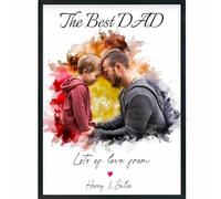 TinyGift Personalised Photo With Message Unique Gifts - Custom Father’s Day Gift with Message - From Daughter, Son, Kids or Dog - Unique Present for Dad, Daddy, Grandad - A4 A3 A2 A1 - Birthday Love