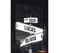 TinyGift Personalized Crossroads Sign Couple's Name And Date On Street Sign Poster Or Canvas Prints Love Gift For Anniversary, Wedding Gift, Street Poster With Custom Names Wall Art UK. (Style 4)
