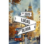TinyGift Personalized Crossroads Sign Couple's Name And Date On Street Sign Poster Or Canvas Prints Love Gift For Anniversary, Wedding Gift, Street Poster With Custom Names Wall Art UK. (Style 11)