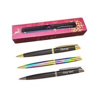 TinyGift Personalized Executive Pen Gift Set, Premium Metal Construction, 3 Elegant Designs with Custom Engraving, Festive Gift Box with Gold Snowflake Pattern, Professional Writing Instruments