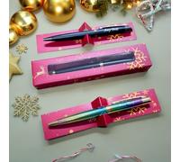 TinyGift Personalized Metal Ballpoint Pens Set, Premium Gift Box, 3 Designs - Matte Black, Gold-Accented Black, Rainbow Iridescent, Custom Name Engraving, Xmas Gift Chsrimtas 2025