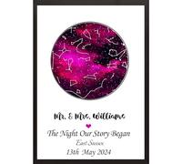 TinyGift Star Map Print - Wedding Night, The Night We Met, Birth, Birthday, Wedding, Anniversary, Valentine’s, Christmas - Personalised | UK Seller