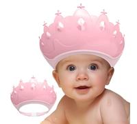 TinyGuardian Baby Shower Cap, Baby Bath Cap, Shower Cap, Visor Hat for Eye and Ear Protection for 0-9 Years Old Kids, Cute Crown Shape Makes Baby Bath More Fun (Pink)
