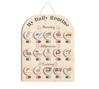 TinyKidz Daily Routine Chart for Kids, Visual Schedule, Routine Chart for Toddlers 3-5, Morning Bedtime Routine Chart for Toddlers, Wooden Chore Chart for Kids