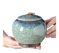 Tinykniv Ceramic Pet Memorial Keepsake for Dog and Cat Ashes | Medium Size Handcrafted Cremation Container, Durable and Moisture-Resistant, Home or Garden Display (Glacier Blue)