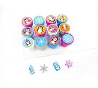 TINYMILLS 12 Pcs Penguin Stamp Kit for Kids Self Inking Stamps Gift Stocking Stuffers Winter Party Favor Bag Stuffer Teacher Stamps