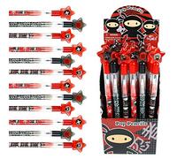 TINYMILLS 24 Pcs Ninjas Multi Point Stackable Push Pencil Assortment with Eraser for Ninja Birthday Party Favor Prize Carnival Goodie Bag Stuffers Classroom Rewards Pinata Fillers