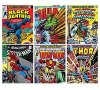 TinyMollo Avengers Wall Art, Super Heroes Poster Raumdekor Black Widow Dr. Strange Dead Pool Wolverine Hawk Eye Vision & Scarlet Witch, Vintage Poster für Kinder Erwachsene Jungen Schlafzimmer (Gelb)