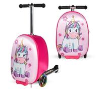 TinyNomad Adventure Ride-On Scooter Suitcase for Kids - Fun Travel Companion Luggage with Built-in Scooter, LED Wheels, and Carry-On Design for Ages 5-12, Pink, Unicorn
