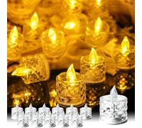 TINYOUTH 12PCS LED Tea Light Candles, Flameless Crystal Tealights Candles Batteries Included for Wedding Party Anniversary Engagement Decoration, Diamonds Shell