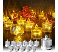 TINYOUTH 12PCS LED Tea Light Candles, Flameless Crystal Tealights Candles Batteries Included for Wedding Party Anniversary Engagement Decoration, Roman Column Shell