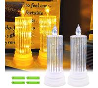 TINYOUTH 2PCS LED Crystal Candles with Holder, Wedding Table Candles Light AAA Battery Included for Party Anniversary Engagement Home Decor, Roman Column Shell
