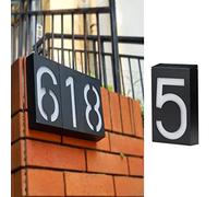 TINYOUTH Solar House Number - Number 5, Door Number Plaques Light for Wall, 6 LED House Numbers Plaque with Lights, IP55 Waterproof House Finder for DIY House Sign