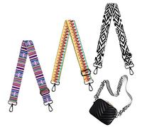 Tinyriz 3 Pcs Handbag Shoulder Strap Adjustable Replacement Ethnic Colorful Shoulder Handle Replacement 73 130cm for DIY (HR-BohoStrap-032)