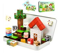 Tinyroo Tales Magnetic Blocks Travel Set 45PC Farm Animals Mini Magnetic Blocks Building Blocks STEM Montessori Sensory Toys for Boys & Girls 3+ Years Best Kids Toys & Birthday Gifts