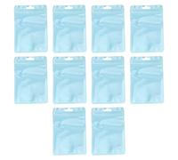 tinysiry 10Pcs Reusable Storage Bags, Thickened Plastic Bags with Clear Window, Sealed Pocket Makeup Brush Packaging Bag for Small Craft, Jewellery, Earrings Blue