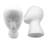 tinysiry 11" Foam Wig Head, Female Foam Mannequin Head Hat Wig Display Stand White, Display Hat Mannequin for Exhibition,Wig Stand and Holder 2pcs