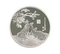 tinysiry 2023 Year of Rabbit Collectible Coins, Two Sides Gold Plated Rabbit Lucky Coin Souvenir Gift, Silver Medal Zodiac Collector Coin Decor for Spring Festival Silver