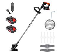 tinysiry 21V Cordless Weed Wacker, Electric Grass Trimmer 3 in 1 Brush Cutter Edger Mower, 650W Lawn Tool with 2×2000mAh Batteries, Adjustable Pole & 3 Blade Types, Lightweight for Garden Yard Black