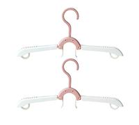 tinysiry 2Pcs Hangers Telescopic Adjustment Traceless Foldable Multifunctional Clothes Hanger Rack, Portable Folding Drip Hanger Travel Clip Dryer for Baby Clothes Pink