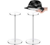 tinysiry Clear Acrylic Hat Stand,Multifunctional Wig Holder Rack, Hat Display Stand with Round Base Home Organizer, Round Pedestal Stand for Round Bucket Hats,Cowboy Hat 40cm