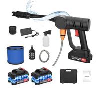 tinysiry Cordless Pressure Washer, Portable Power Car Washer with Adjustable Nozzle, 300W Pressure Cleaner Metal Jet Washer for Car Motorcycle Bicycle Outdoor Cleaning Accessories Black