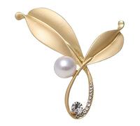 tinysiry Fashion Leaf Brooch Faux Pearl Brooch Pin, Retro Rhinestone Imitation Pearl brooches Women Clothing Accessories Jewelry Golden