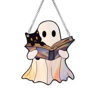 tinysiry Halloween Ghost Suncatcher, Acrylic Window Hanging Light Catcher, Cute Stained Glass Style, Decorative Ghost for Window Wall Decor, 7.87" x 7.87" for Home Party Decor H