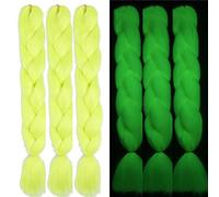 tinysiry Luminous Braid, Shining in The Darkness Realistic Braids Hair Fluorescent Role Play Prop, Fluorescent Big Braid Jumbo Braid for Birthday Party Favors Light Yellow