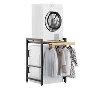 tinysiry Over The Washer Storage Shelf, Freestanding Washing Machine Organizer Rack with Countertop, Adjustable Laundry Storage Stand for Bathroom Toilet Balcony Laundry Room Organizer Wooden Color