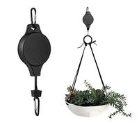 tinysiry Retractable Hooks 2Pcs Telescopic Flower Pot Hooks, Sturdy Plant Flower Hanging Pulley, Telescopic Hook for Hanging Basket Pots and Birds Feeder Black