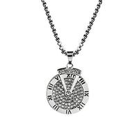 tinysiry Roman Numerals Clock Pendant Long Chain Rotatable Necklace, Compass Amulet Pendant Necklaces Jewellery Gifts Silver
