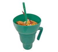 tinysiry Snack and Drink Cup 2 in 1 Tumbler with Snack Bowl, Leakproof Cup Reusable Cinema Beverage Popcorn Cup for Travel, Home, Stadium Tumbler for Popcorns and Drinks Dark Green
