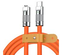 tinysiry USB C Charger Cable, 30W Fast Charging with Indicator Light 8-Pin Charging Cable, Smart Phone Charger Type C Cable Orange 1M 1
