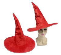 tinysiry Velvet Witch Hat, Halloween Costume Hat with Pointed Tip, Shapeable Wire Brim Party Hat, Gothic Roleplay Cap, Cosplay Headwear, Flannel Wizard Hat for Adults Kids Red