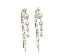 tinysiry Women Earrings Faux Pearls Tassel Long Elegant Earrings, Long Dangle Ear Cuff Stud Earrings Eardrop Jewelry Gift for Women Girls 5Pcs