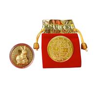 tinysiry Zodiac Rabbit New Year Coins Collection, Silver or Gold Plated Rabbit Lucky Coin Souvenir Gift, Lucky Coins Gift for Chinese New Year E
