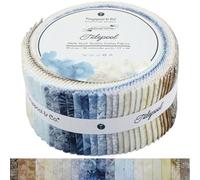 Tinyspool & Co. Jelly Roll Fabric Strips for Quilting, Crafting, and Sewing, 40 Strip Assorted Bundle, Soft Cotton for Blanket, Rug, Upholstery, Home Decor, and Purse Making, Tidepool